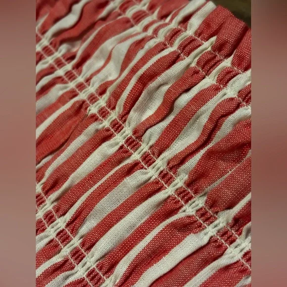 Coral Striped Strapless Smocked A-Line Maxi Dress Coastal Chic NWT Sz Small - Picture 5 of 7